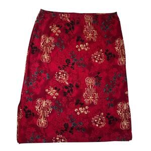 Vtg Y2K Womens Red & Gold Midi Skirt M Floral Fairy Grunge Whimsigoth